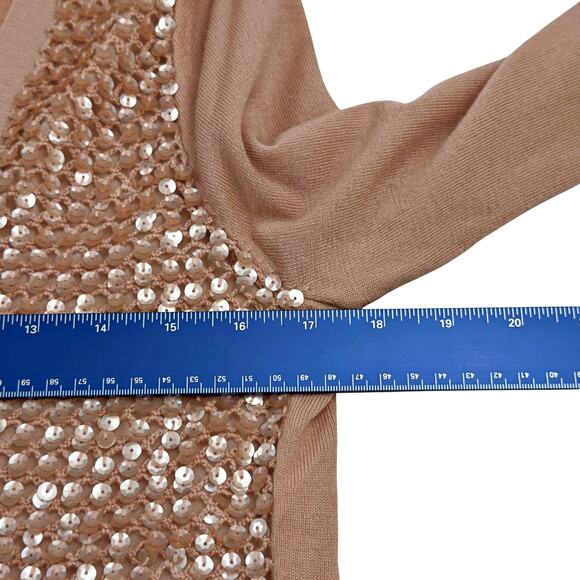 J.Crew Blush Pink Merino Wool Sequin Sweater Cardigan MEDIUM Holiday Preppy - Picture 8 of 9